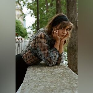 Anthropologie Sheer Top with Bow Tie Back